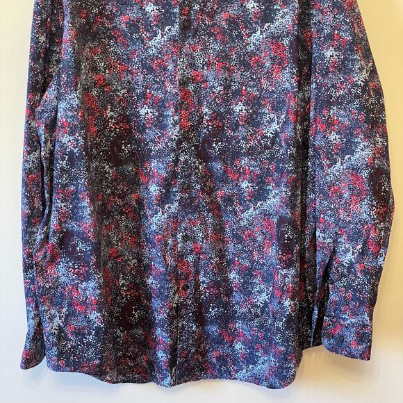 Perry Ellis 2XLT stretch long sleeve button down t-shirt black blue red party - Picture 3 of 7